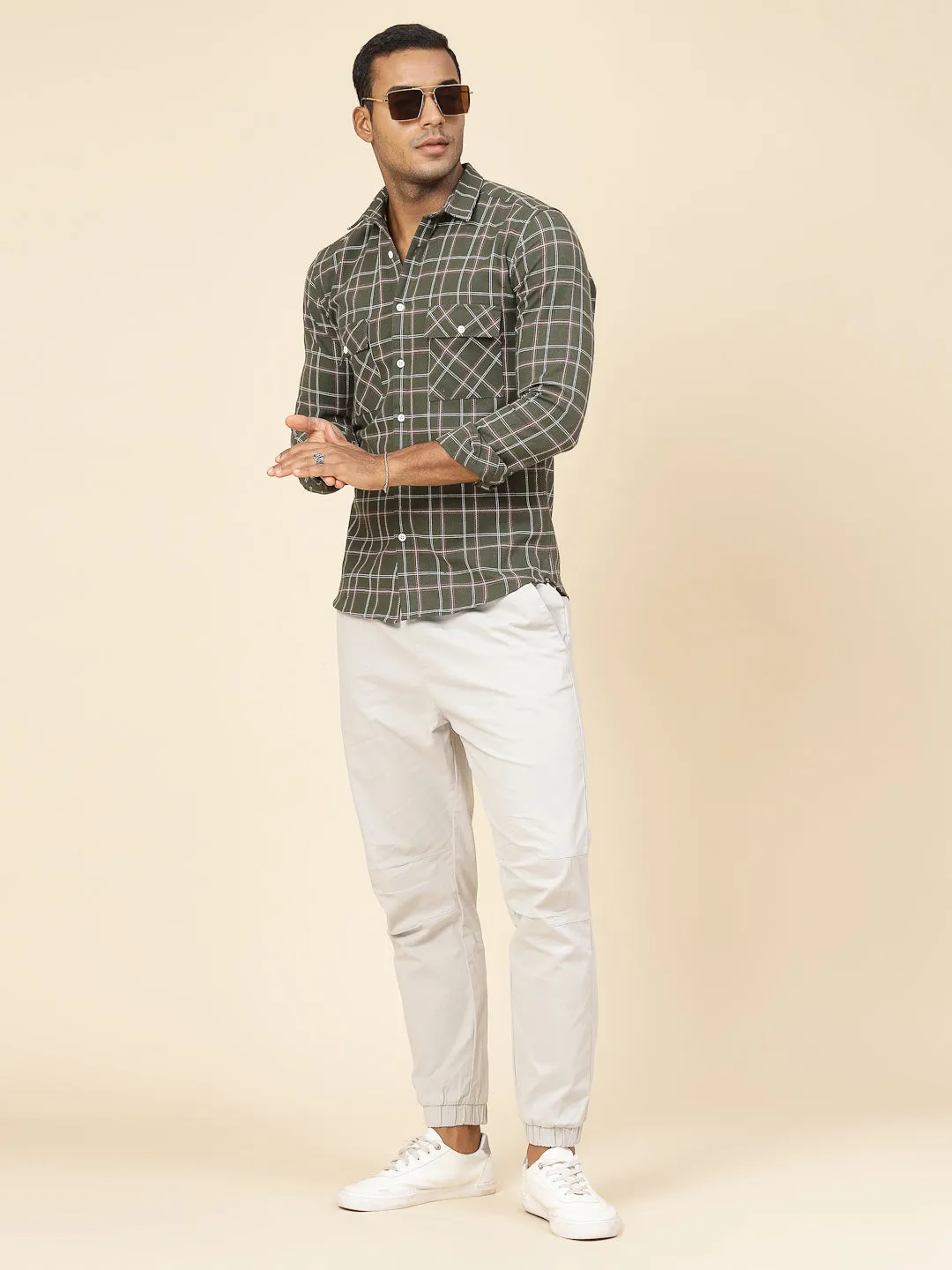 Cotton Checks Tailored Utility Shirt