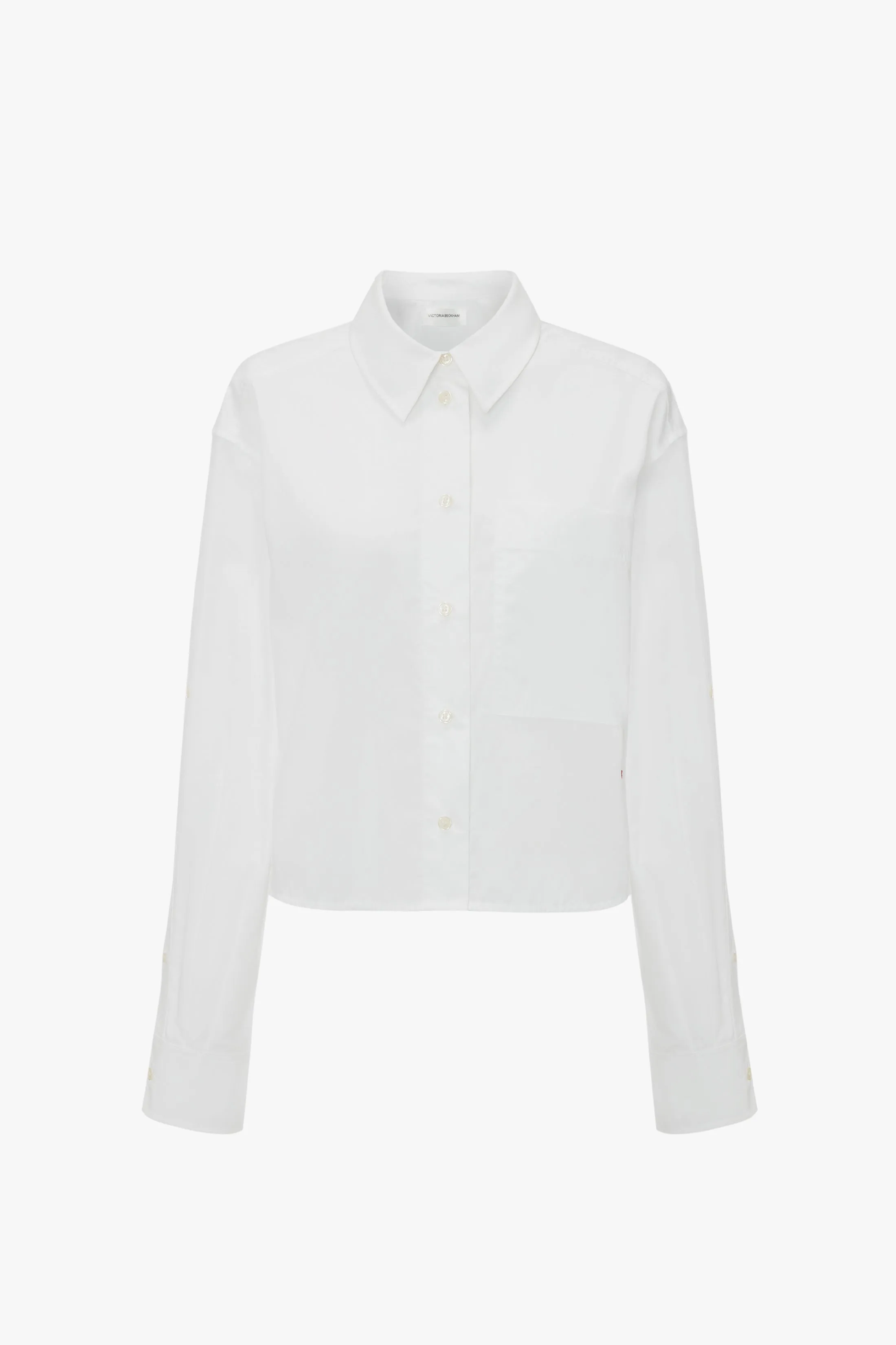 Cropped Patch Pocket Shirt In White