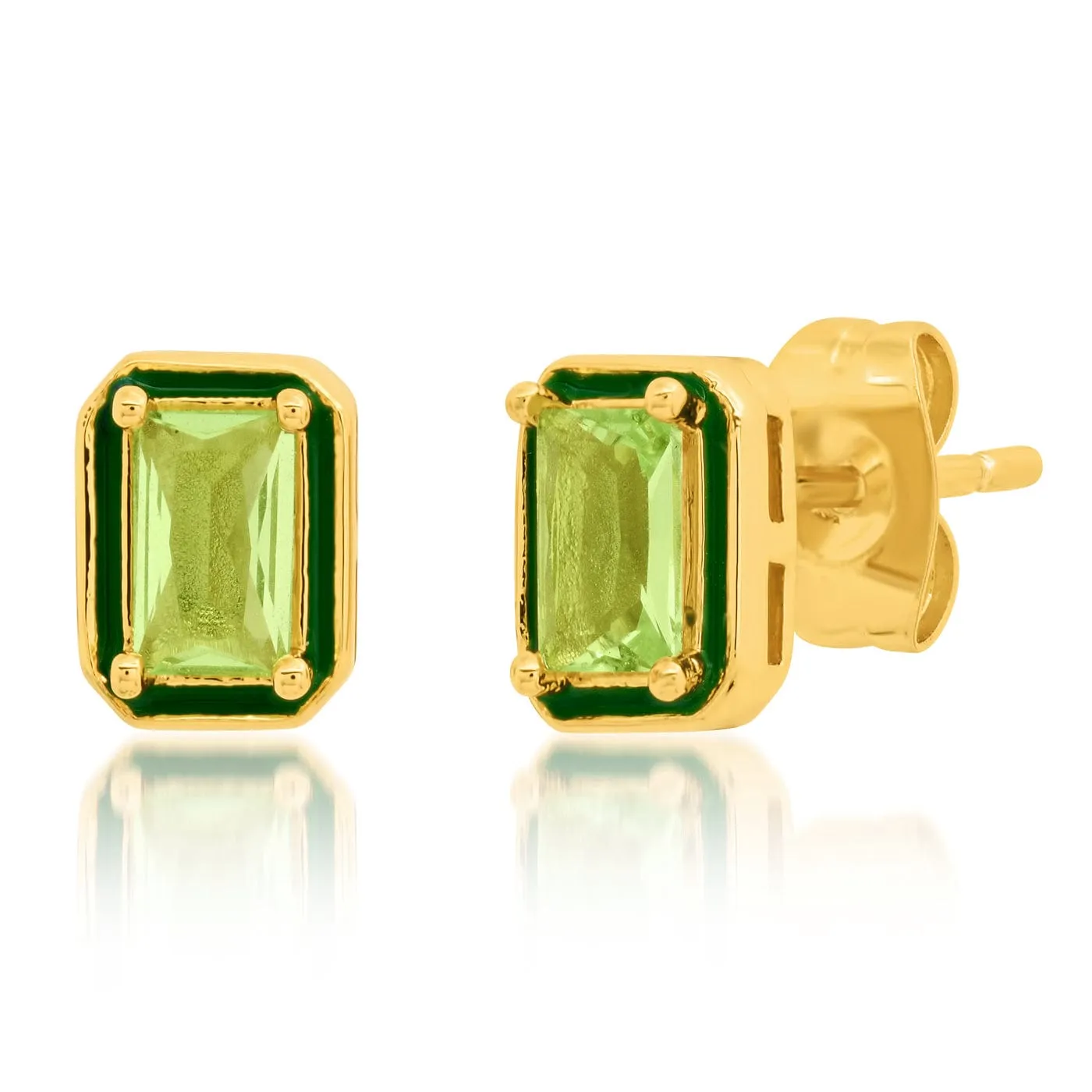 Enamel CZ Baguette Studs