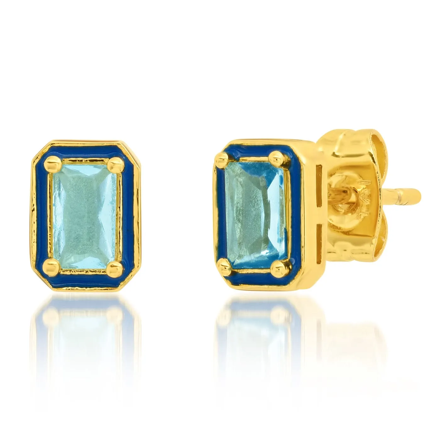 Enamel CZ Baguette Studs