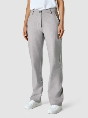 Essential Pants Straight Light Grey Pinstriped