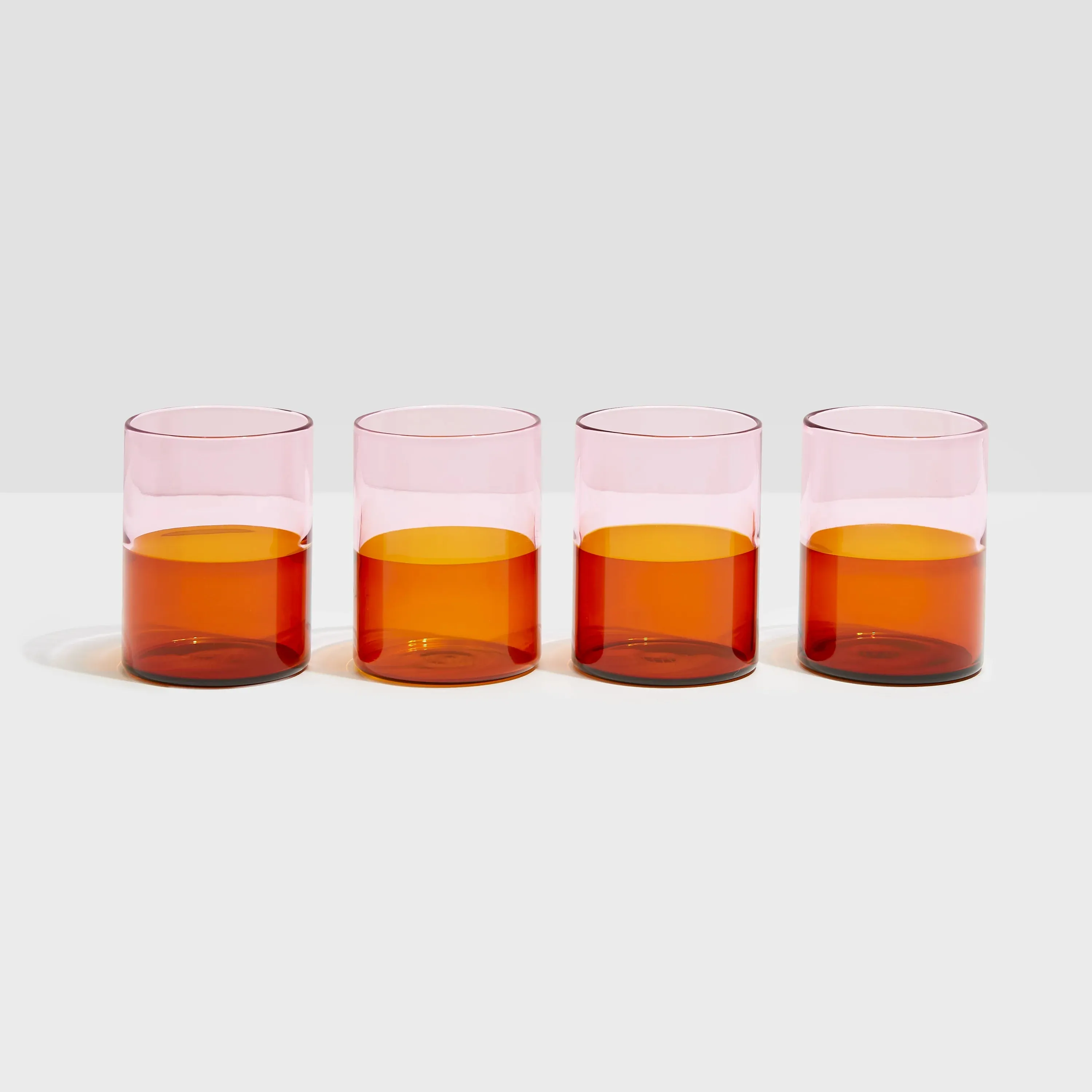 FAZEEK Two Tone Glasses Set of 4 PINK   AMBER