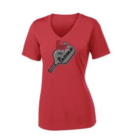 Fear The Paddle | Women's Short Sleeve V-Neck Pickleball Shirts | 100% Polyester