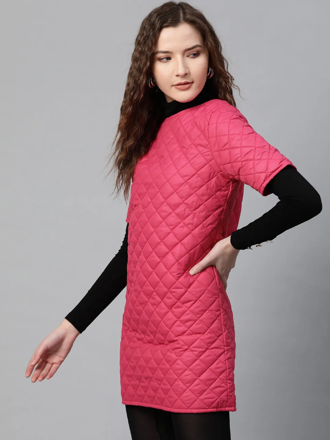 Fuchsia Quilted Shift Dress