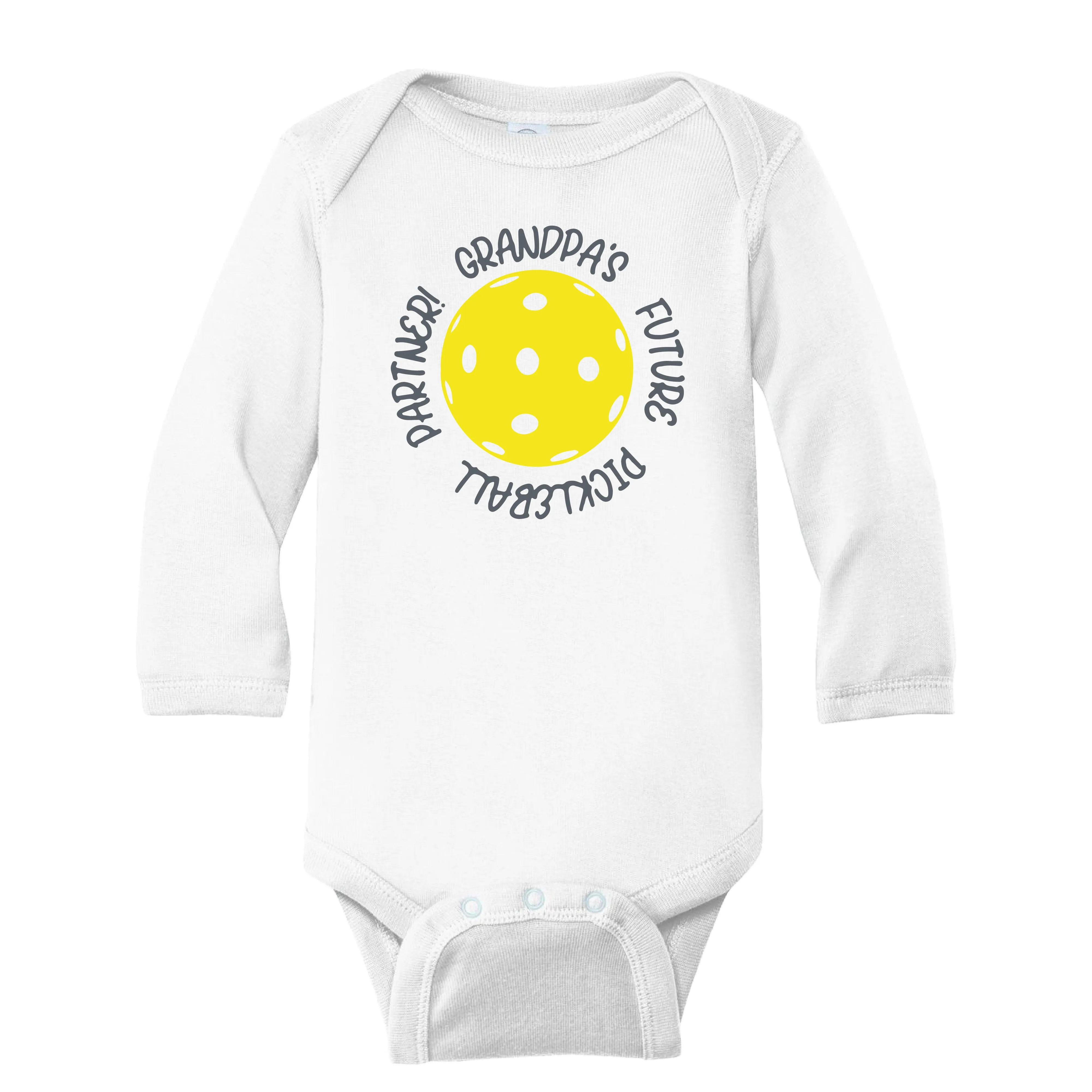 Future Grandma Or Grandpa Pickleball Partner | Infant Long Sleeve Onesie | 100% Cotton