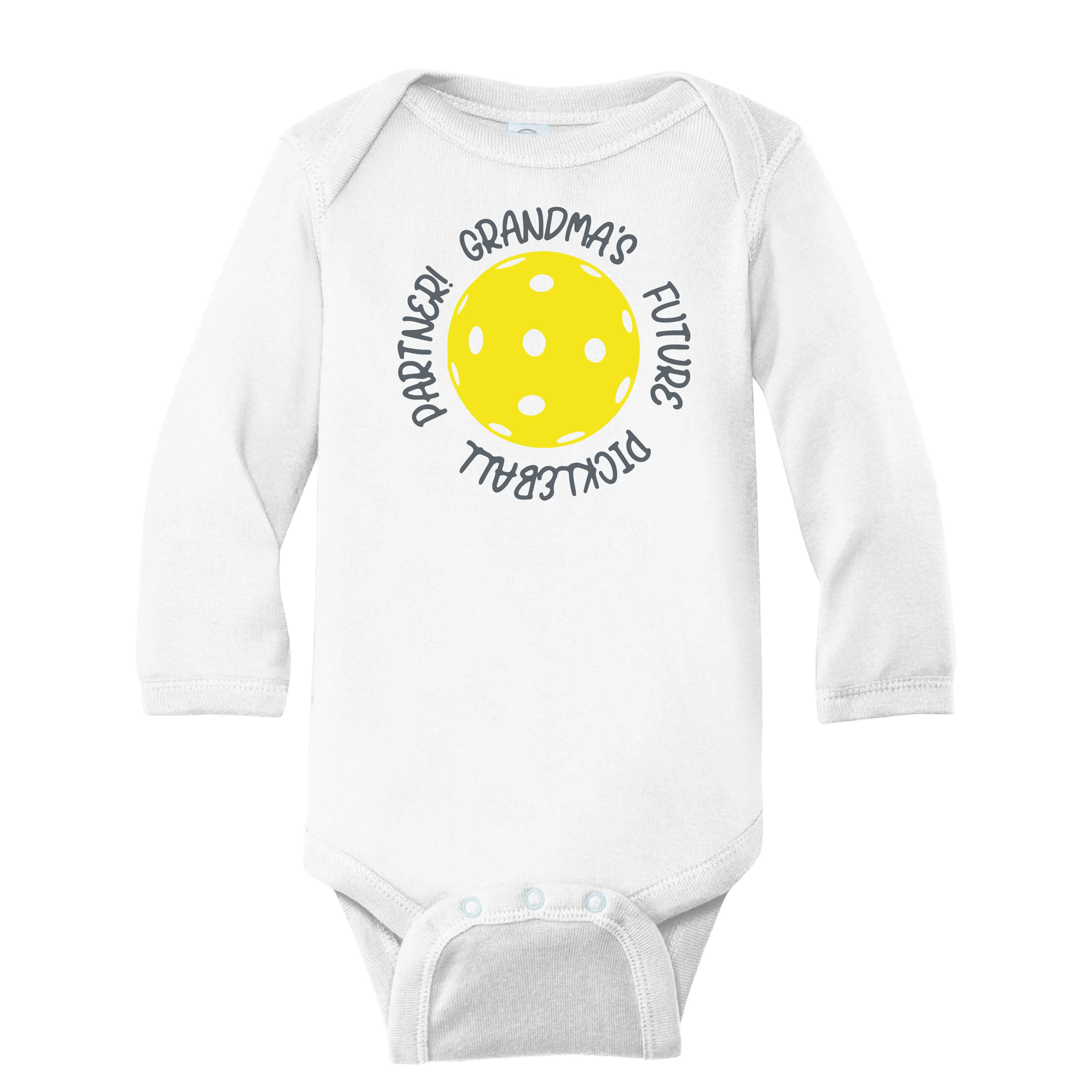 Future Grandma Or Grandpa Pickleball Partner | Infant Long Sleeve Onesie | 100% Cotton