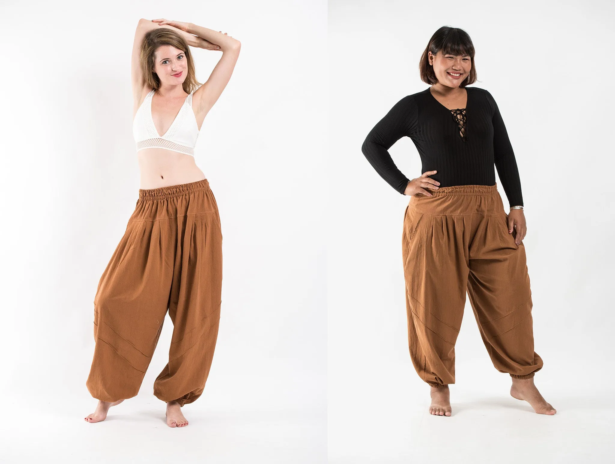 Genie Women's Cotton Harem Pants in Brown