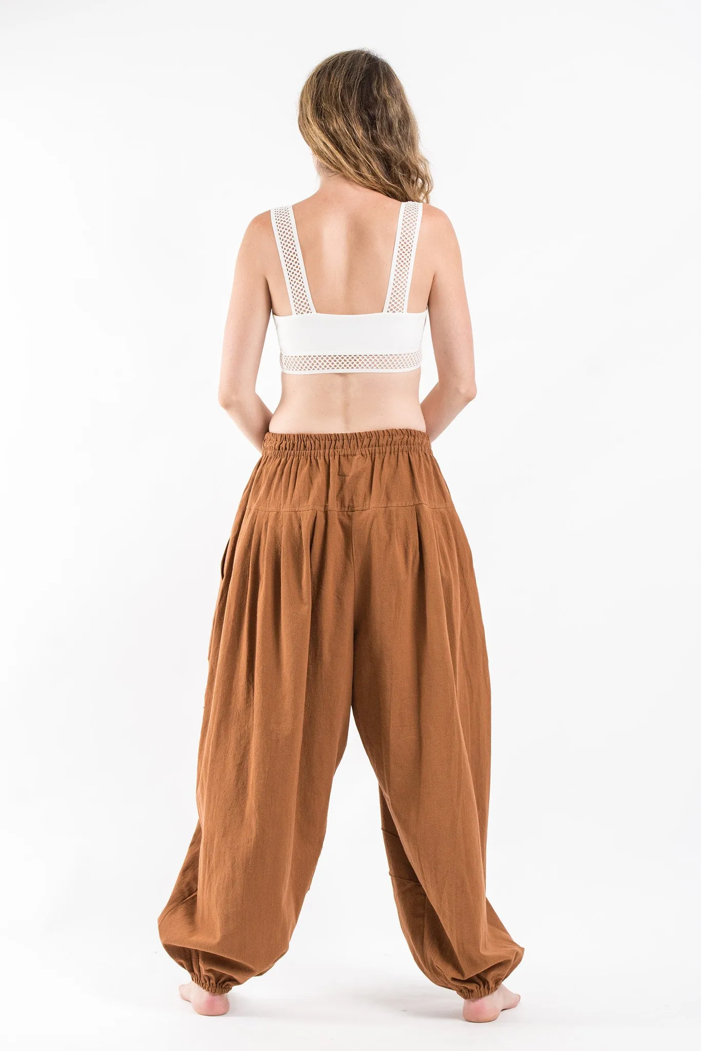 Genie Women's Cotton Harem Pants in Brown