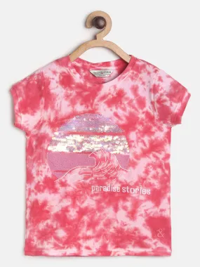 Girls Red Printed T-shirt