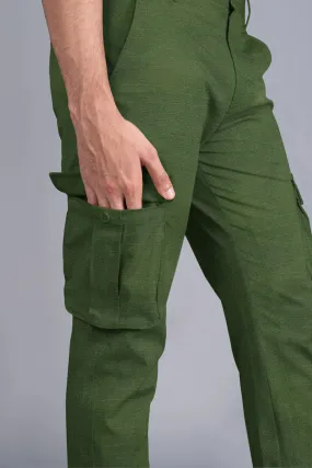 Green Ripstop Textured Cargo Pants