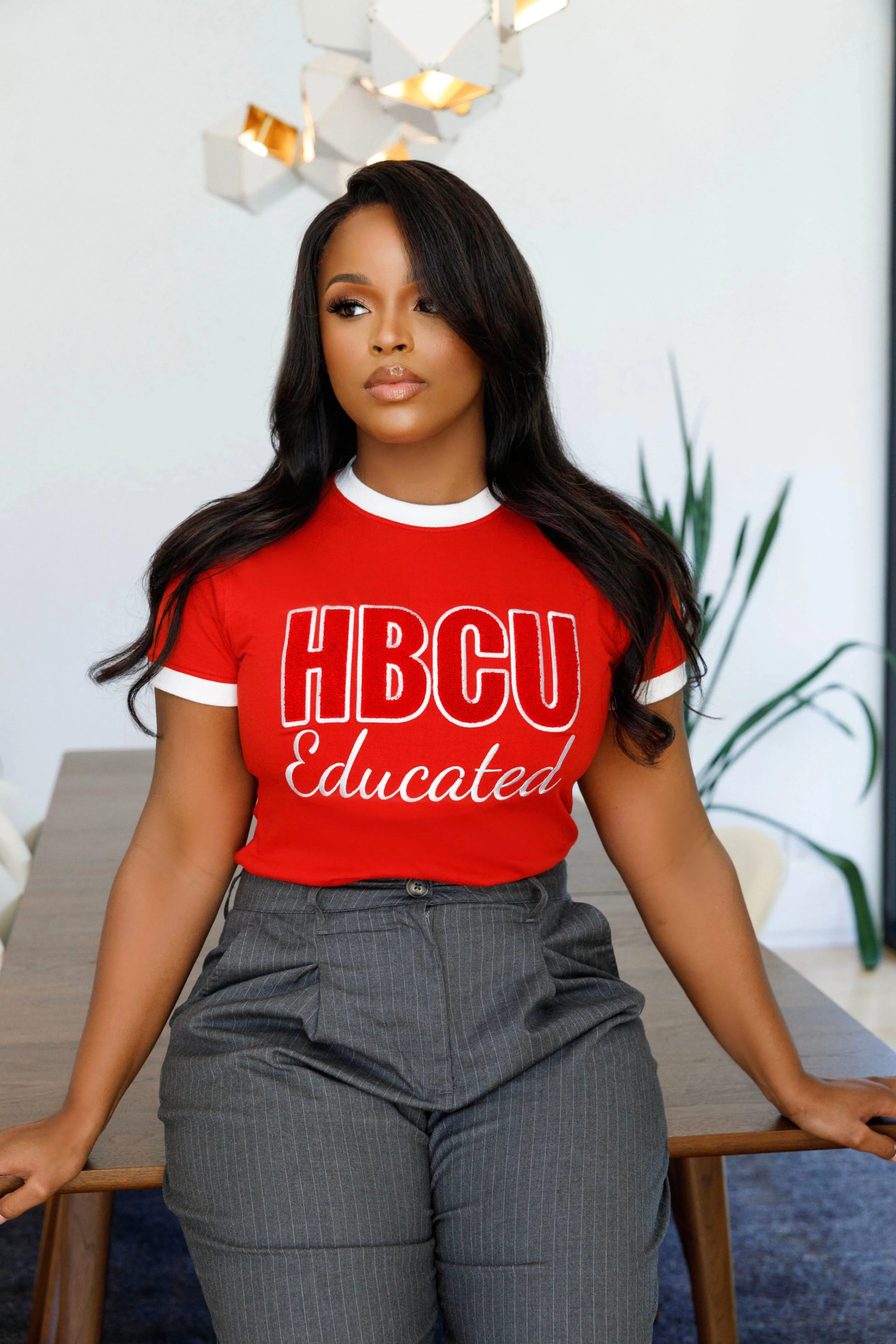 HBCU Women’s Red/White Chenille Tee