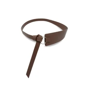 INDIGO - Women's Brown Genuine Leather Knot Waist Belt