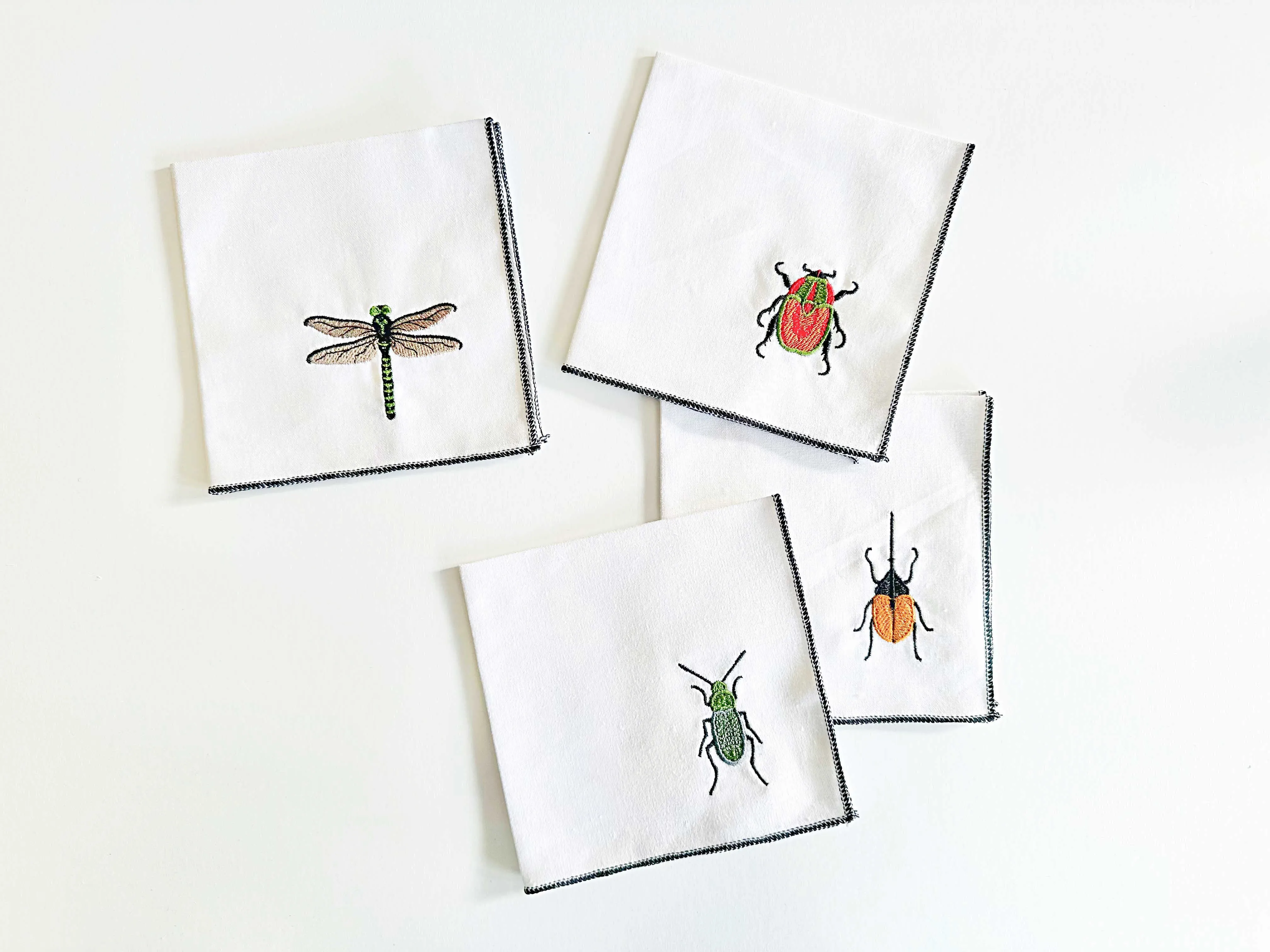 Insect Linen Cloth Napkins, set of four