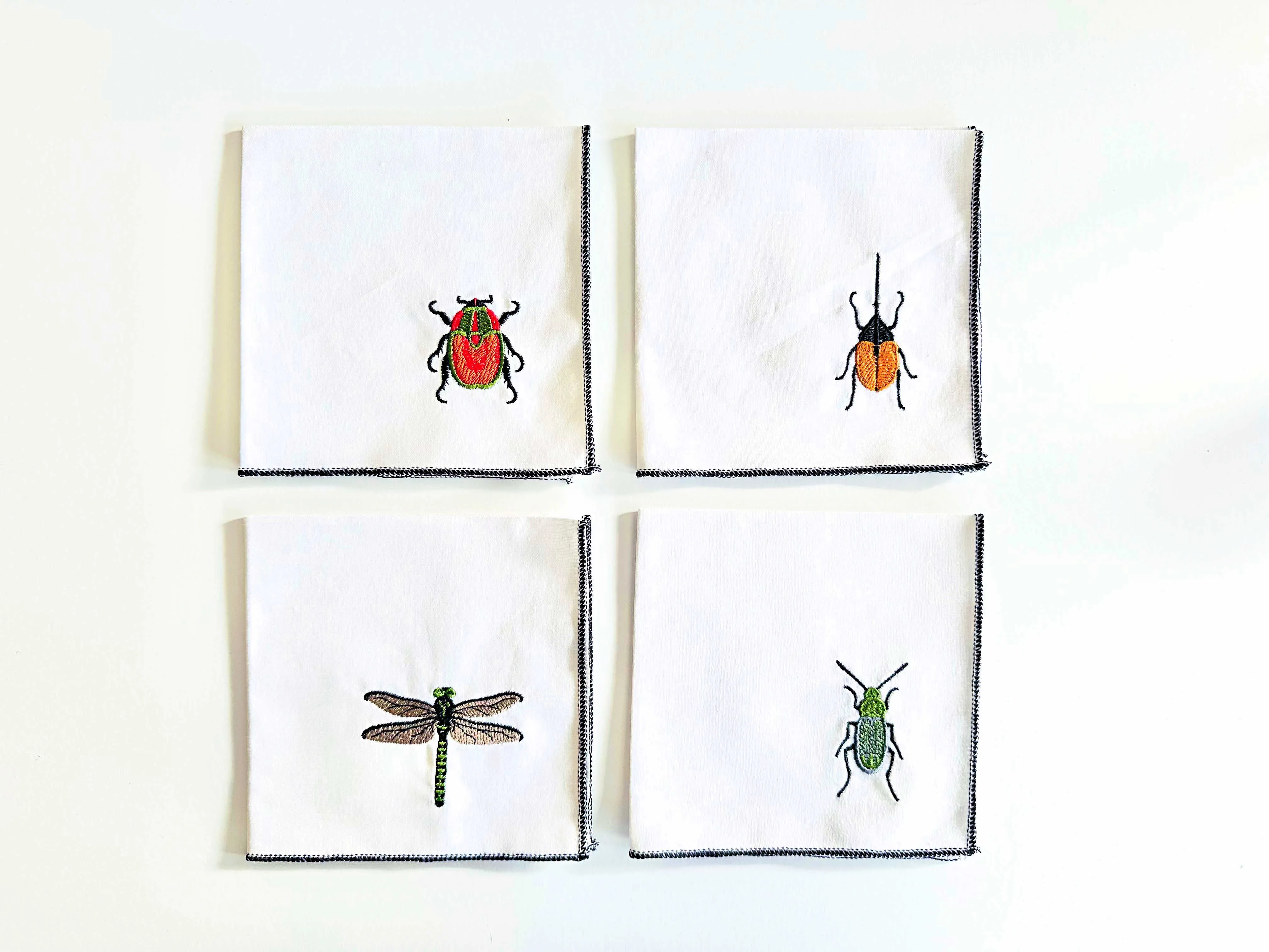 Insect Linen Cloth Napkins, set of four