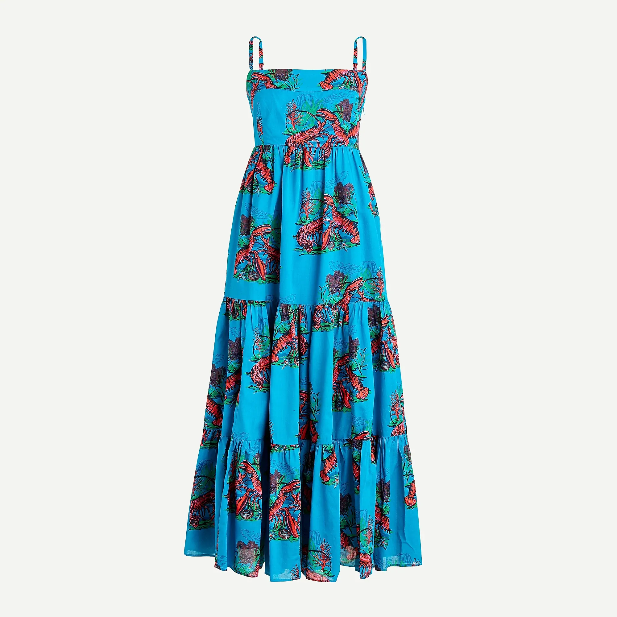 J.crew Tiered maxi dress in lobster print