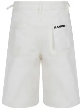 Jil Sander Logo Embroidered Denim Shorts White