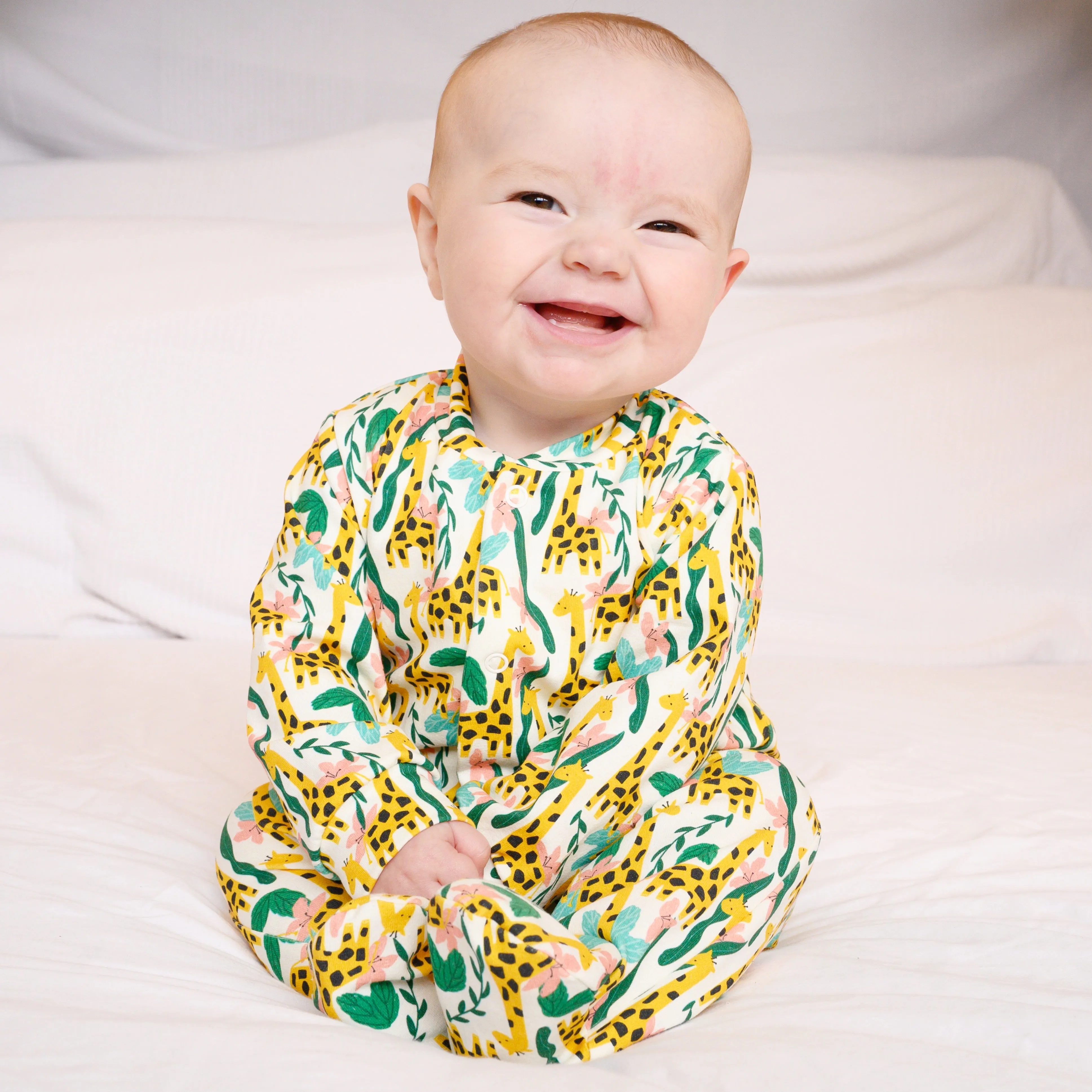 Jungle Giraffe cotton sleepsuit