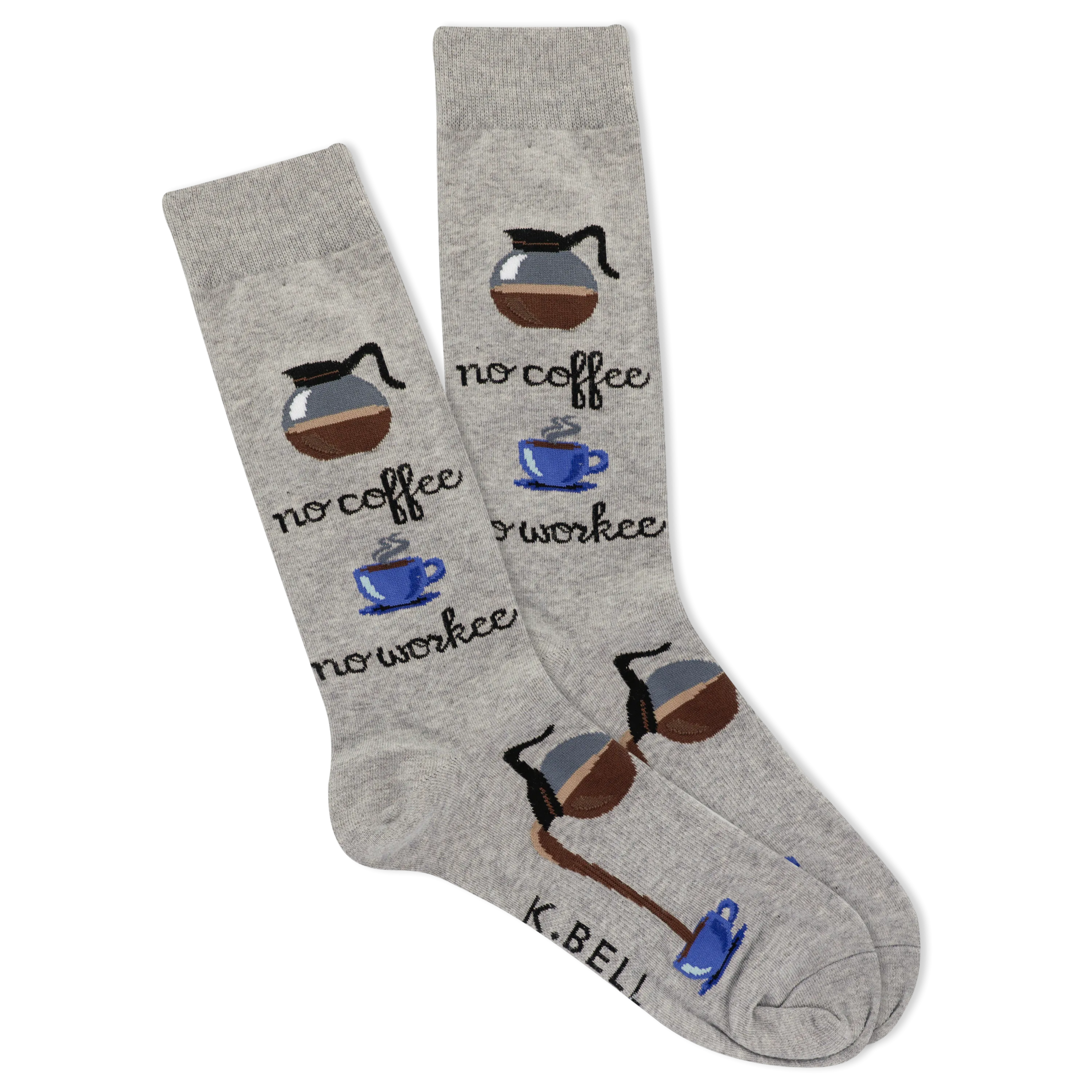 K.Bell Men's No Coffee No Workee Crew Sock