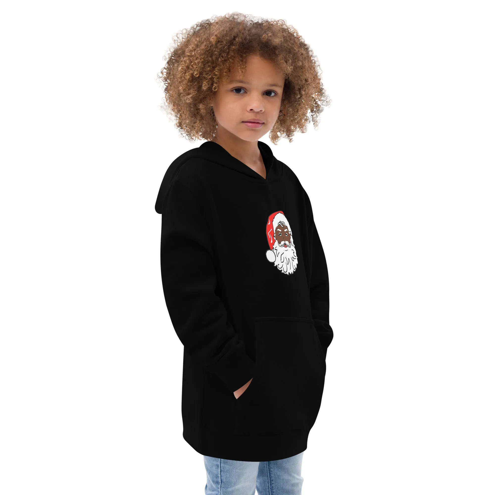 Kids fleece hoodie African American Santa