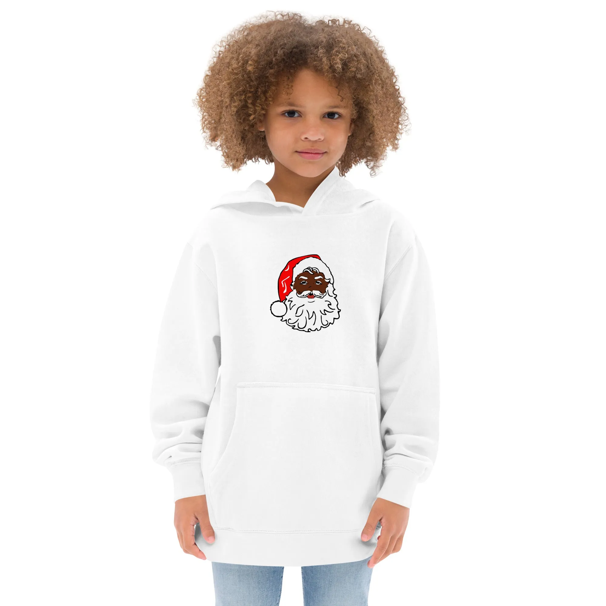 Kids fleece hoodie African American Santa