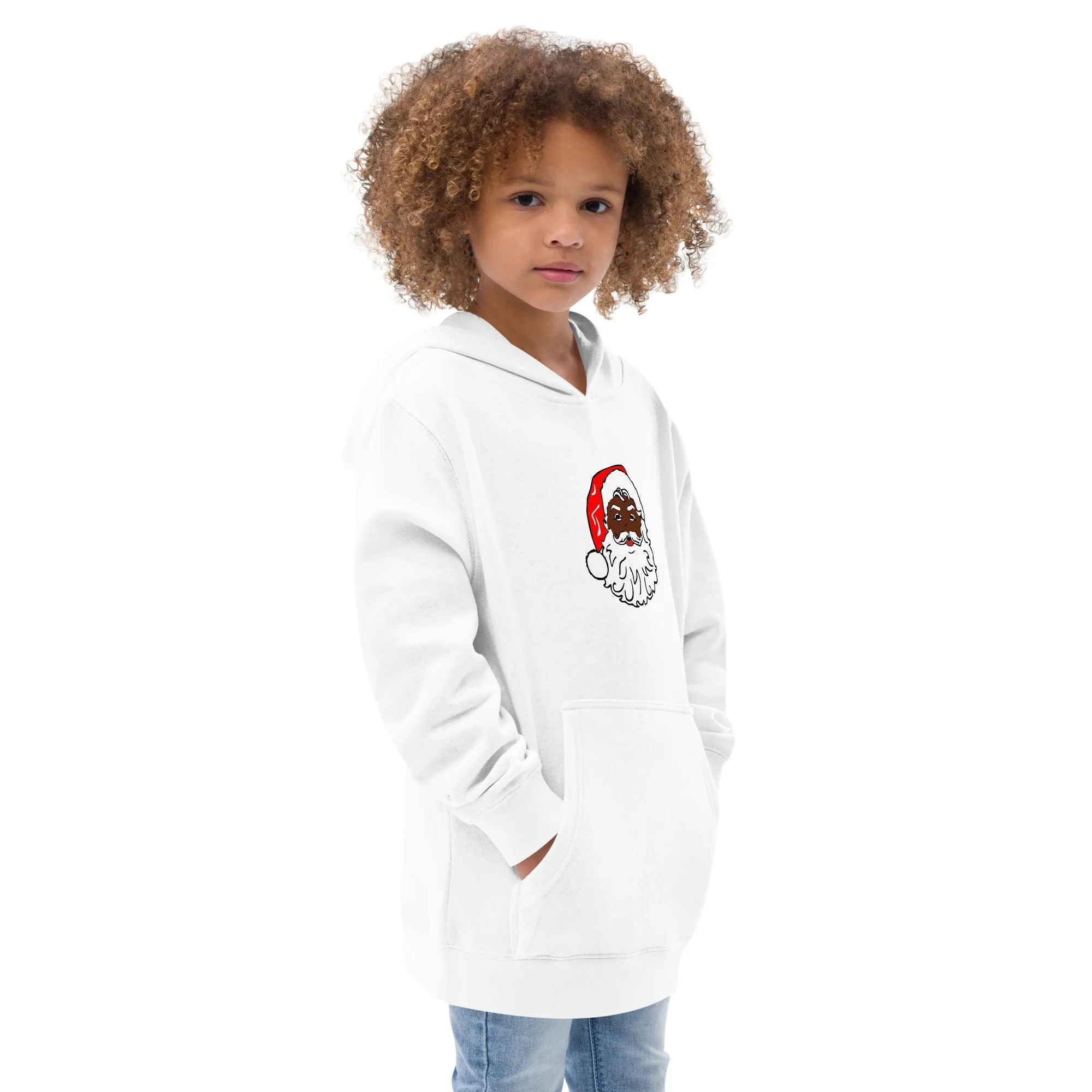 Kids fleece hoodie African American Santa