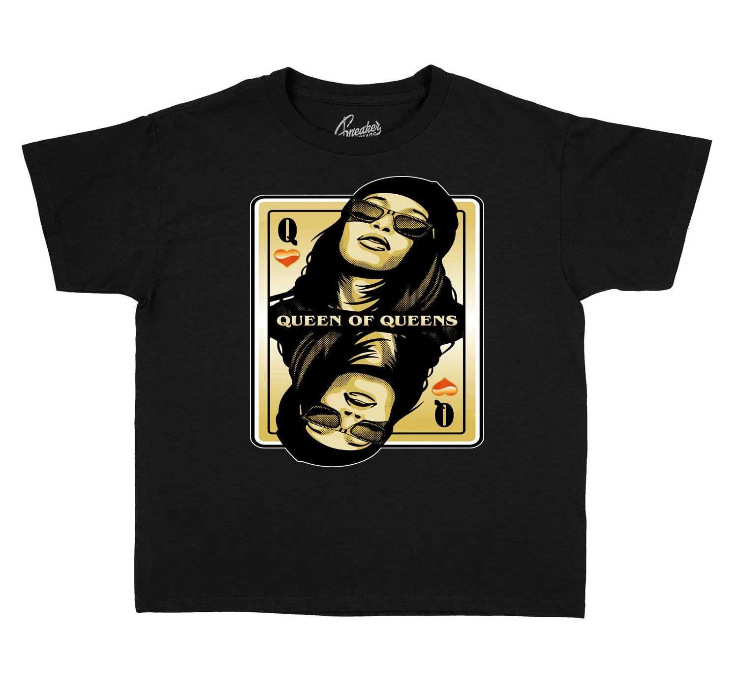 Kids Gold Glitter 13 Shirt - Queen Of Queens - Black