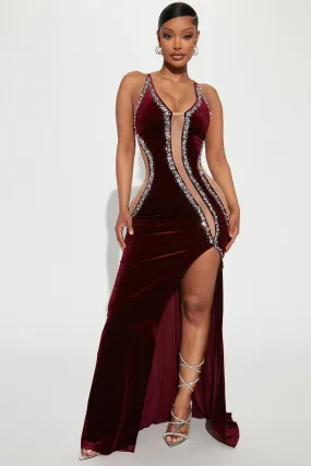  Look My Way Velvet Maxi Dress - Burgundy