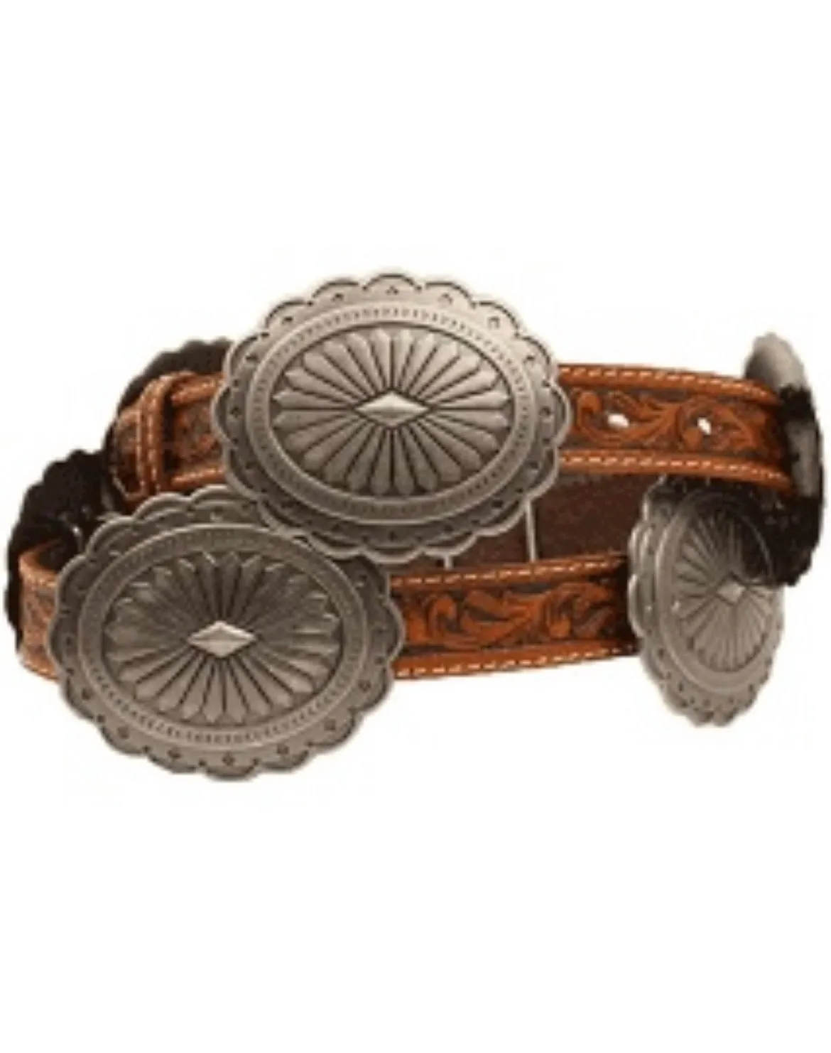 M&F Brown Tooled Concho Belt