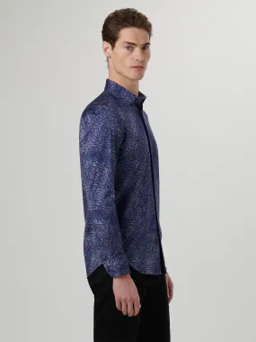 Men's Bugatchi | James Printed OoohCotton Shirt | Indigo