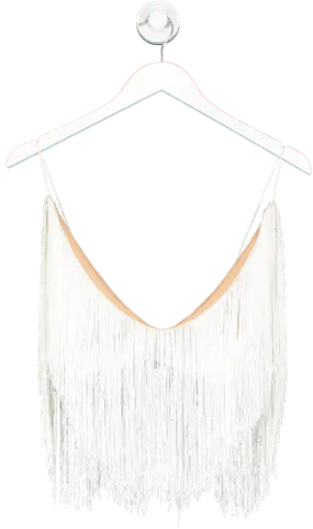 Meshki White Fringe Top UK S