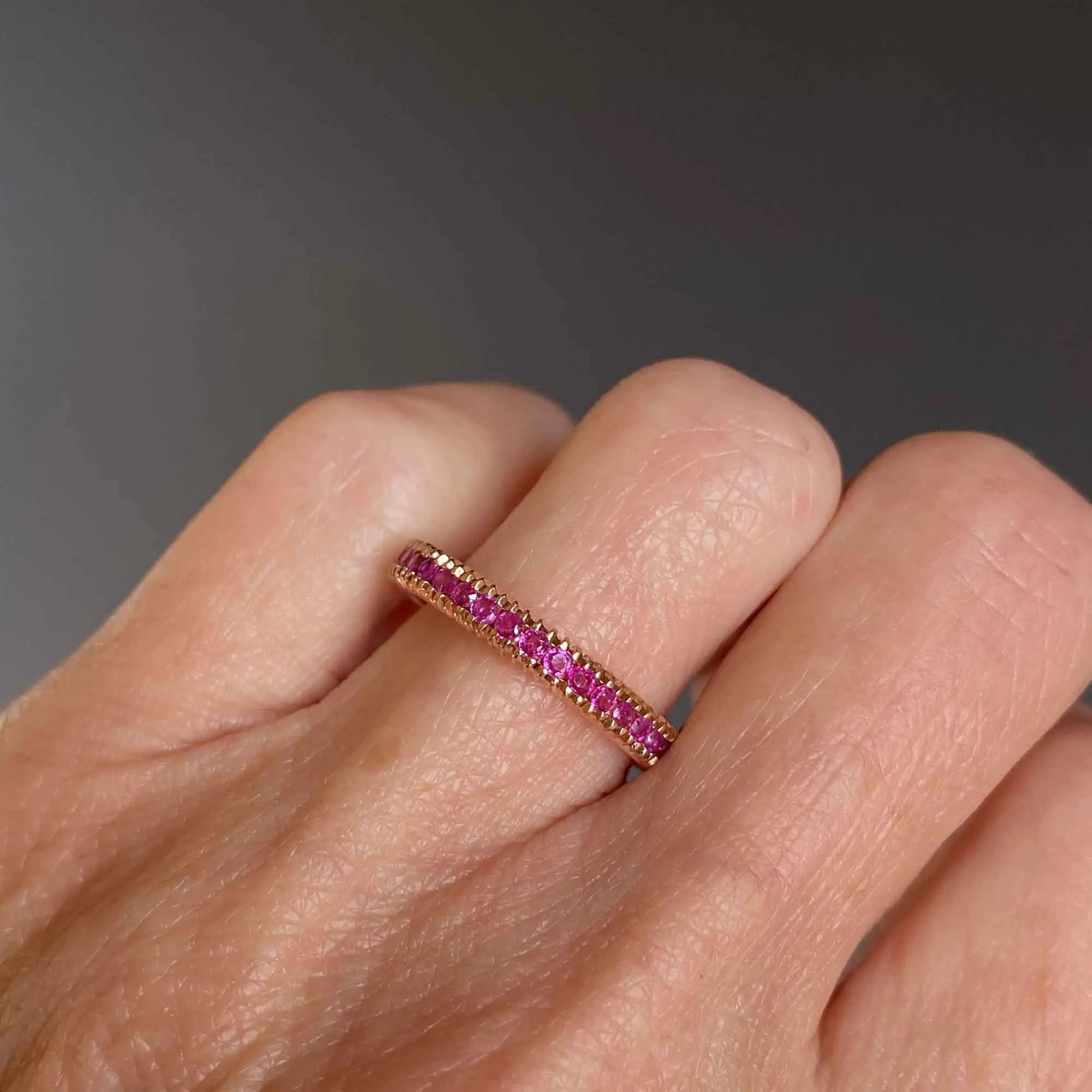 Natural Ruby 14K Rose Gold Eternity Band Ring