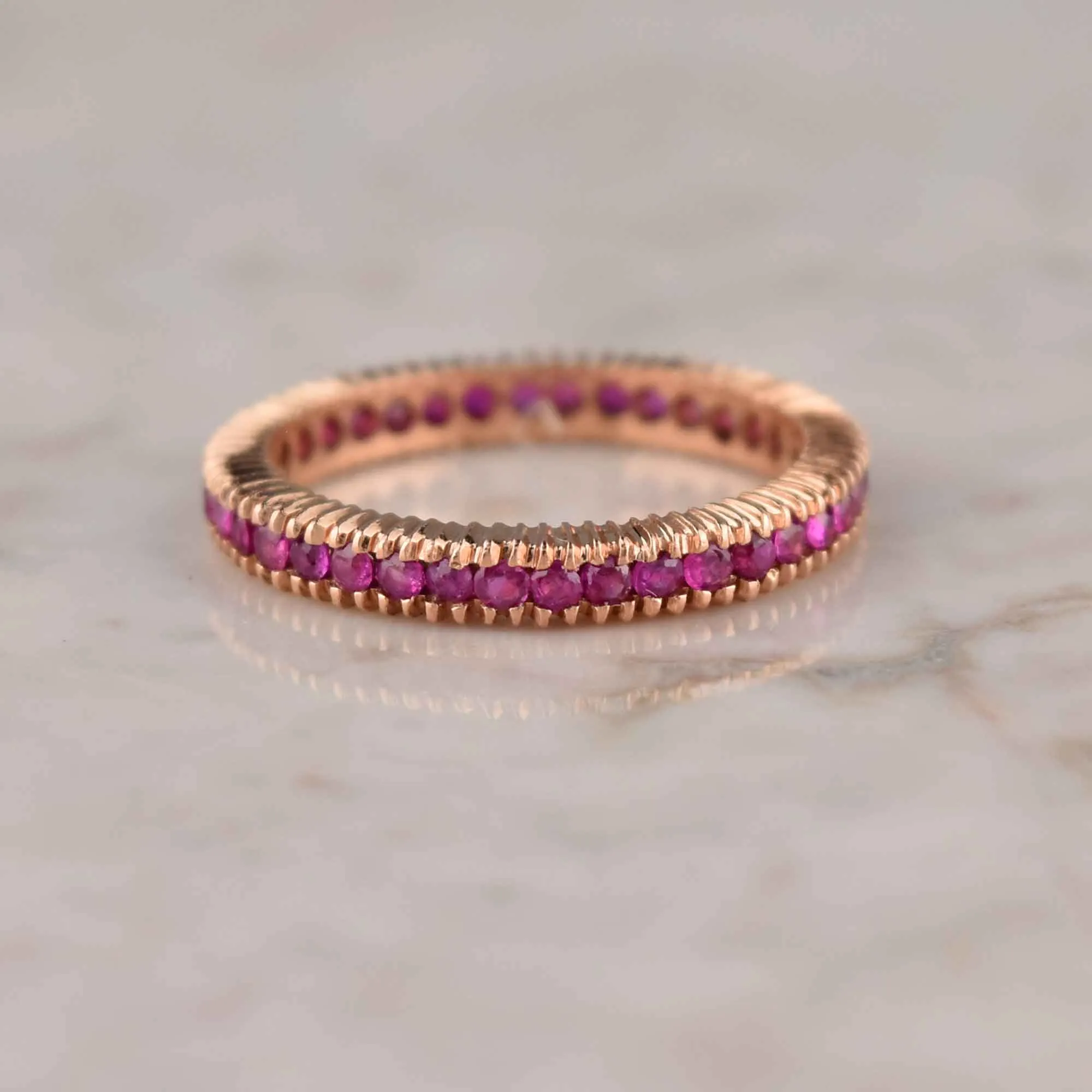 Natural Ruby 14K Rose Gold Eternity Band Ring