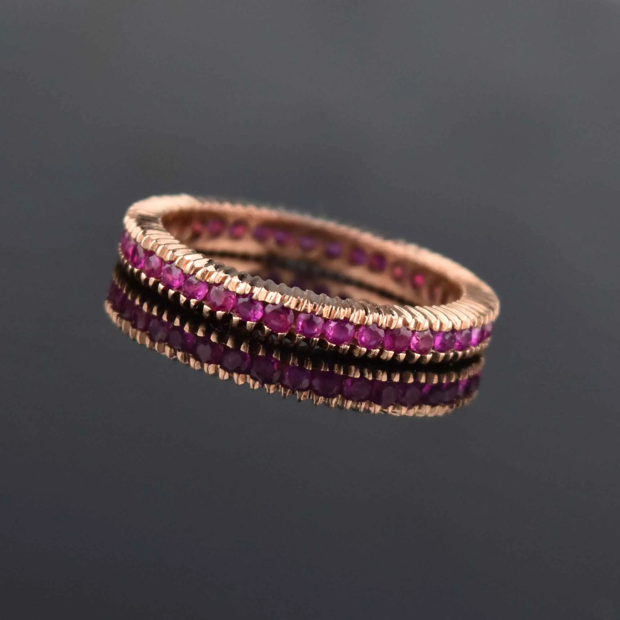 Natural Ruby 14K Rose Gold Eternity Band Ring