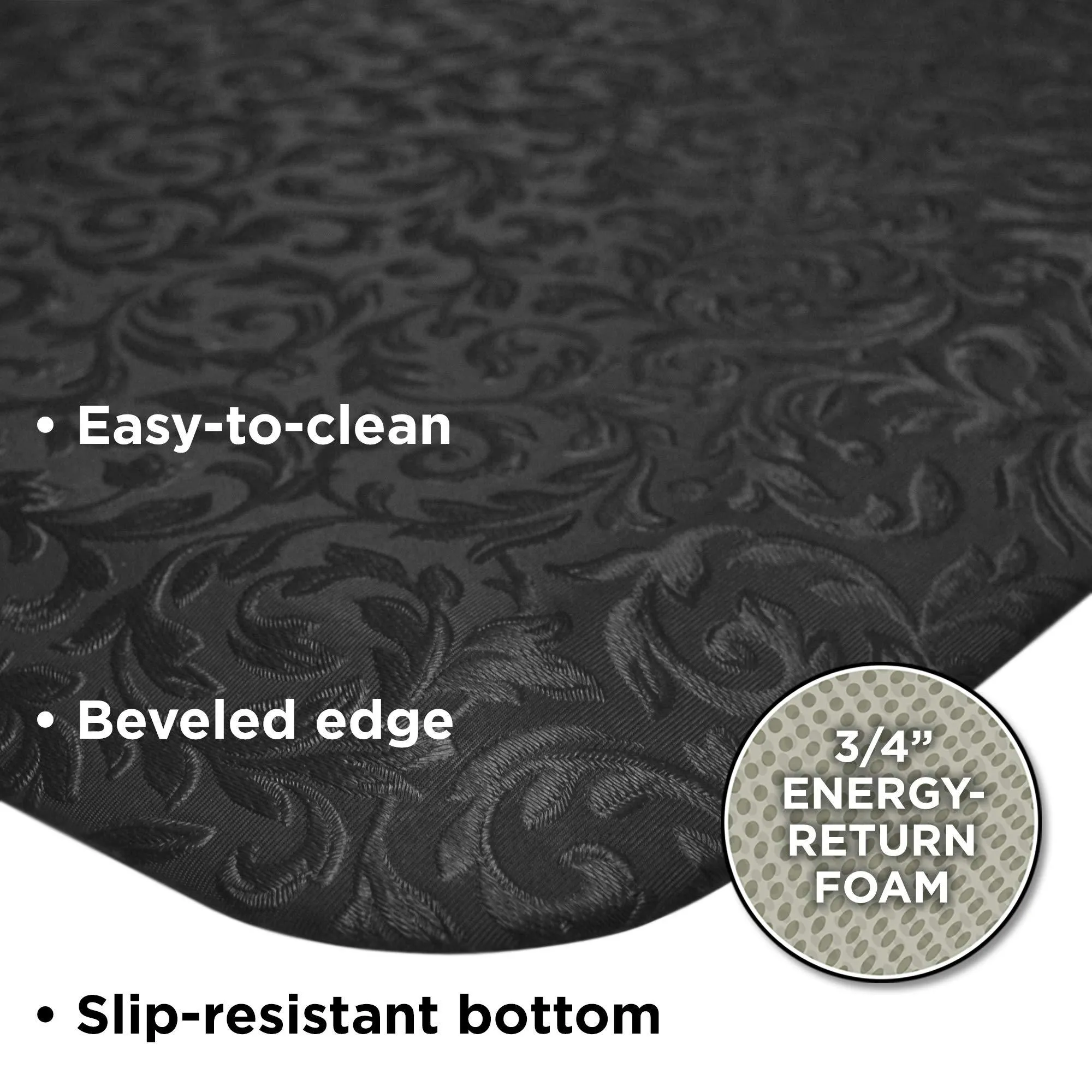 NewLife by GelPro Professional Grade Anti-Fatigue Kitchen & Office Comfort Mat, 20x32, Vine Black ¾" Bio-Foam Mat with non-slip bottom for health & wellness