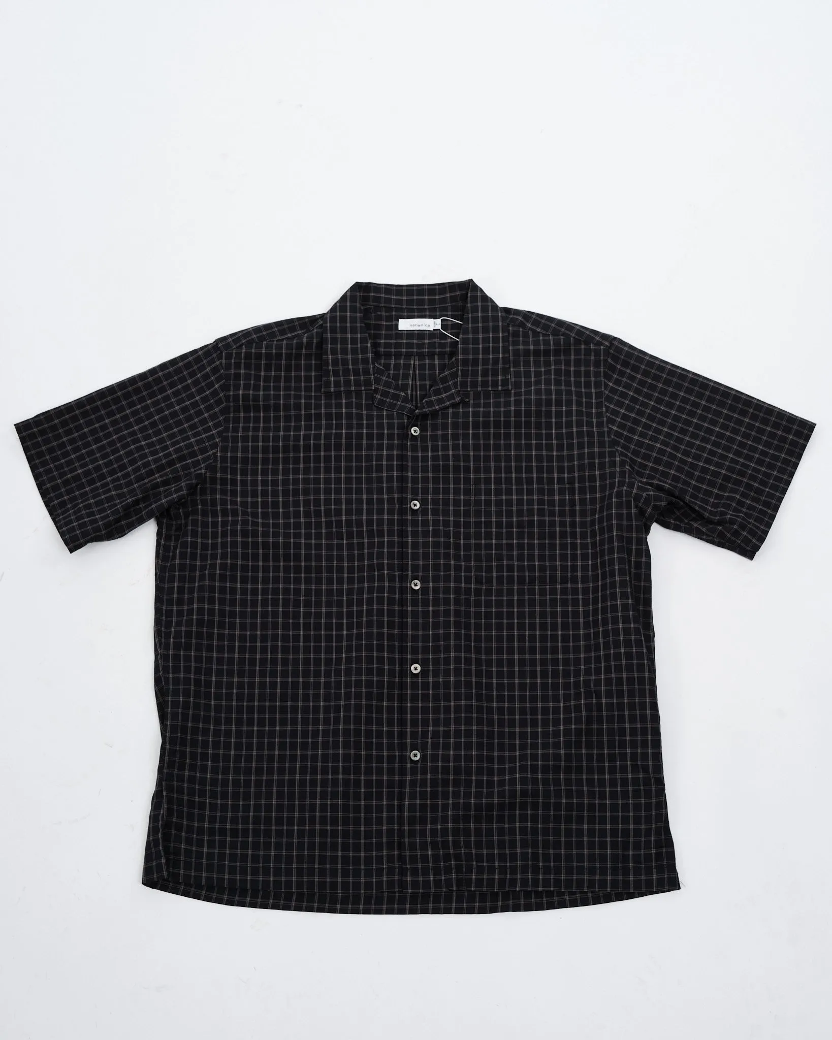 Open collar Panama Plaid S/S Shirt Navy