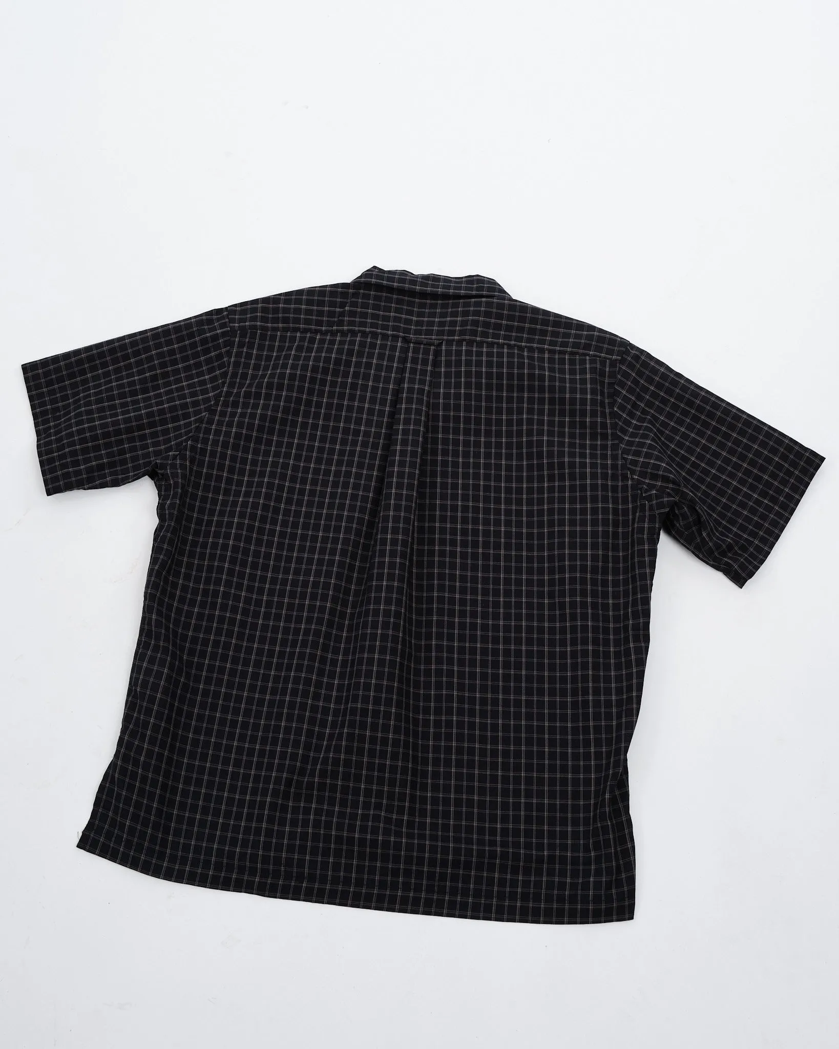 Open collar Panama Plaid S/S Shirt Navy