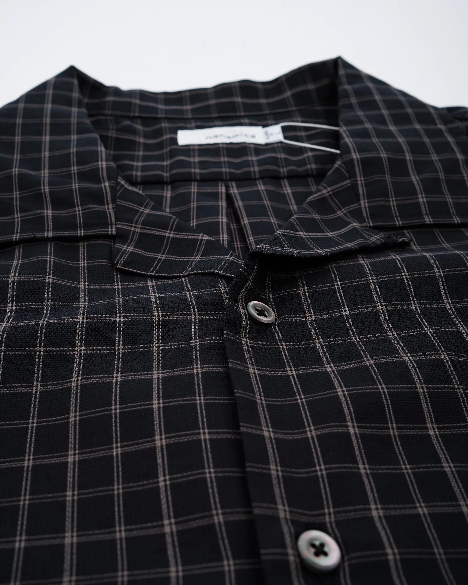 Open collar Panama Plaid S/S Shirt Navy