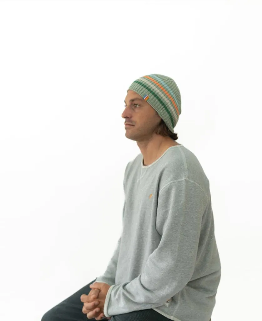 Organic Cotton Stripe Beanie | Sage