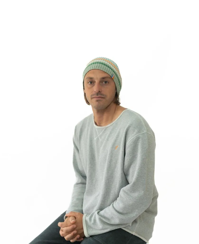 Organic Cotton Stripe Beanie | Sage