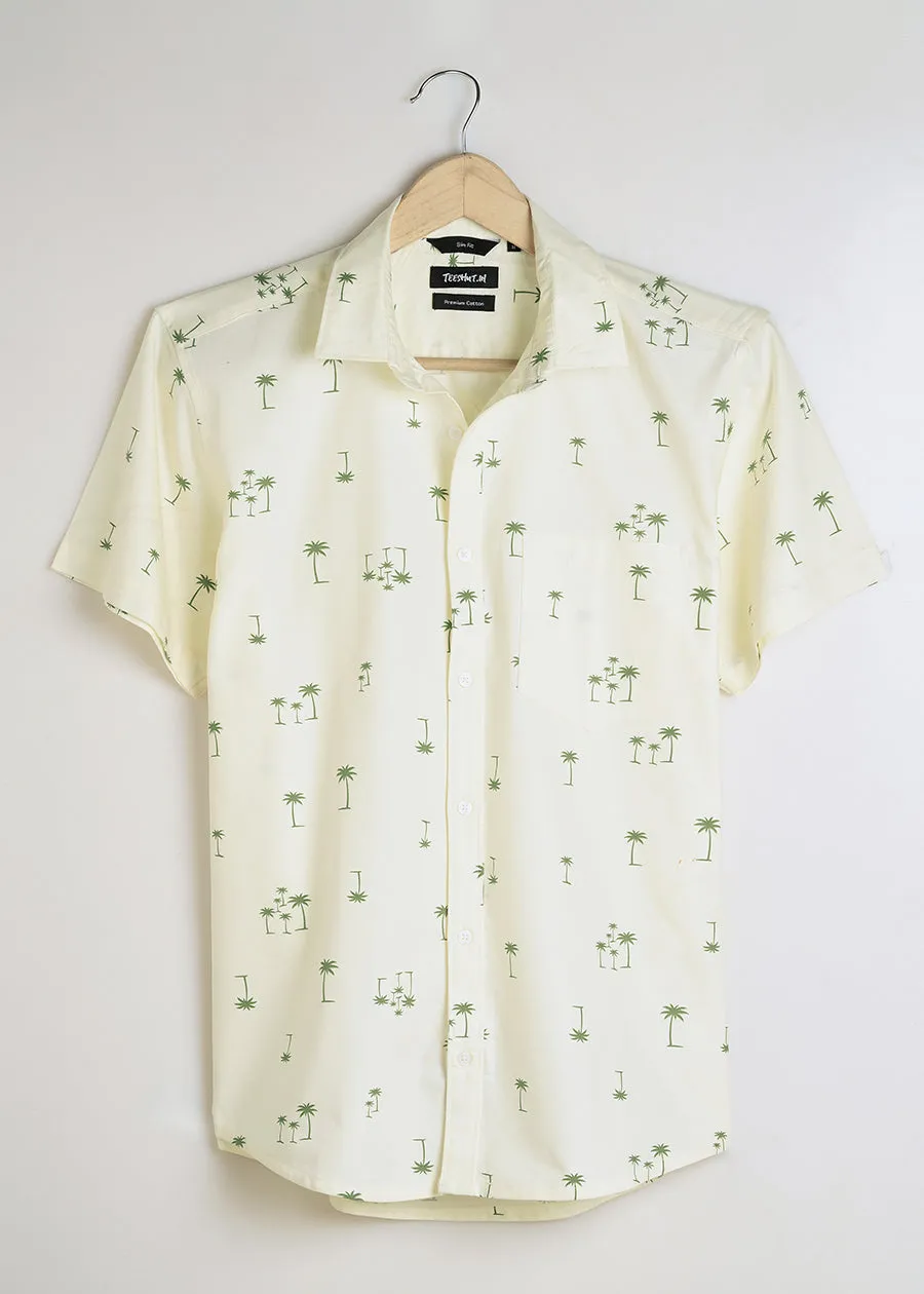 Palm Print Mens Half Sleeve Shirt