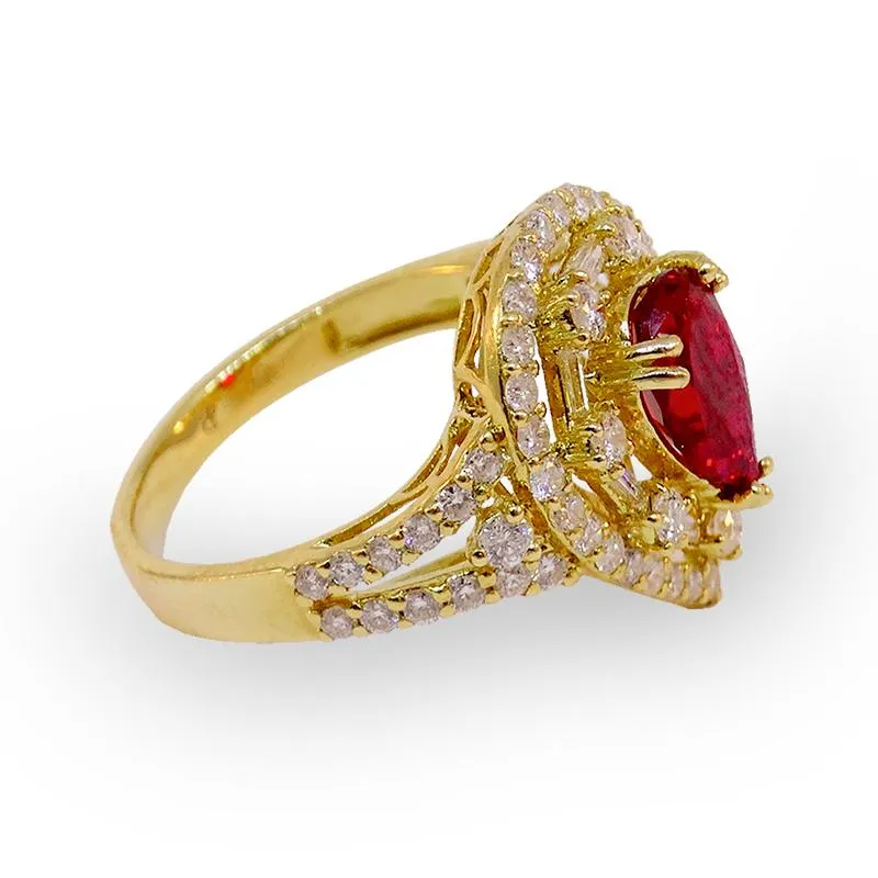 Pear Shaped Ruby and Diamond Ring