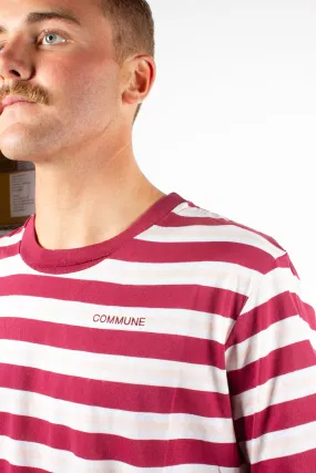 Polymer X Commune Capital Horizontal Stripe Tee Burgundy