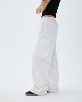 Relaxed Cotton Cargo Pants - White