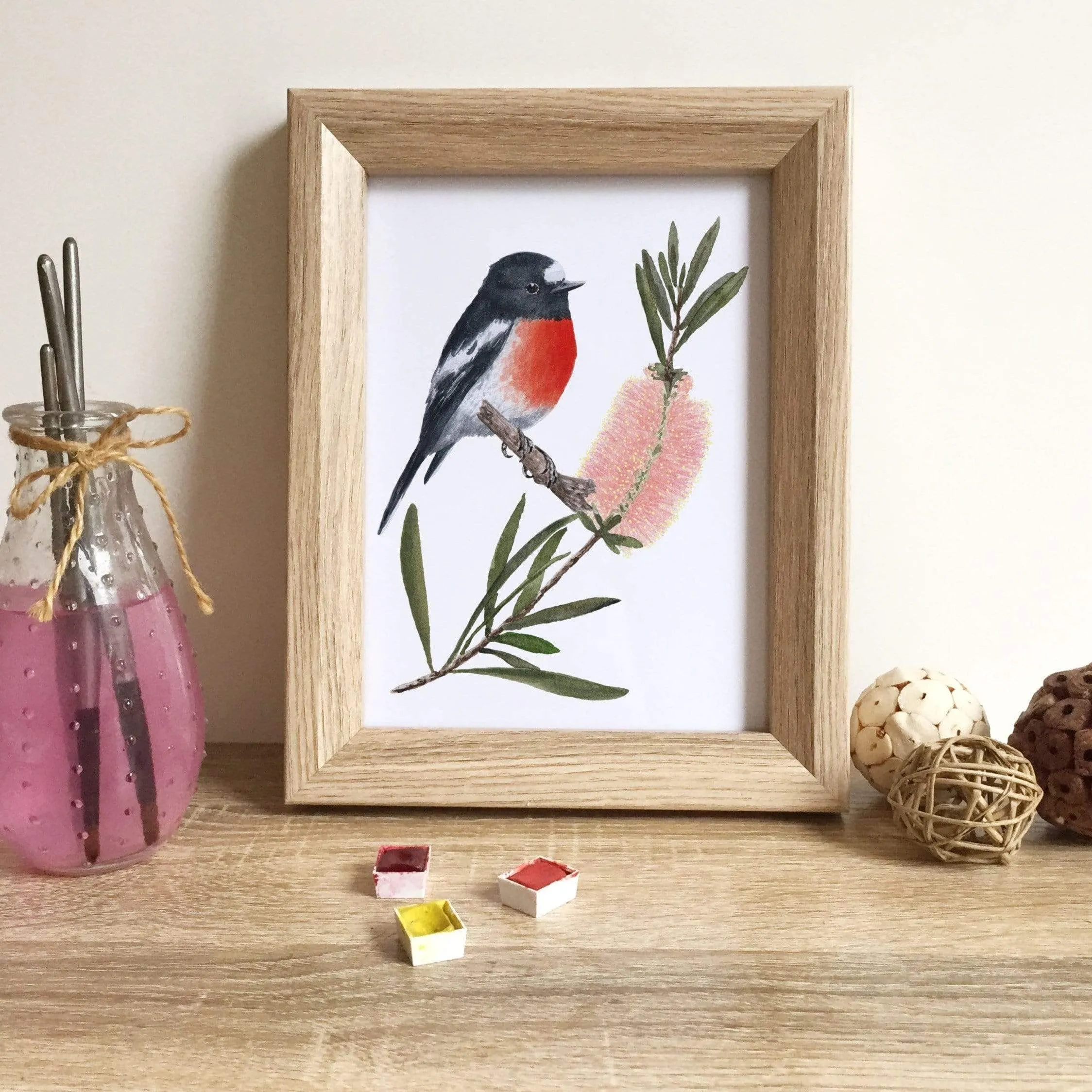 Scarlet Robin Art Print Right