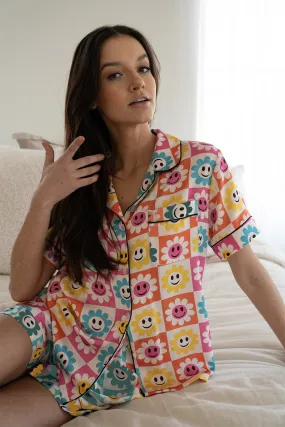 Smiley Daisy Satin Pajamas