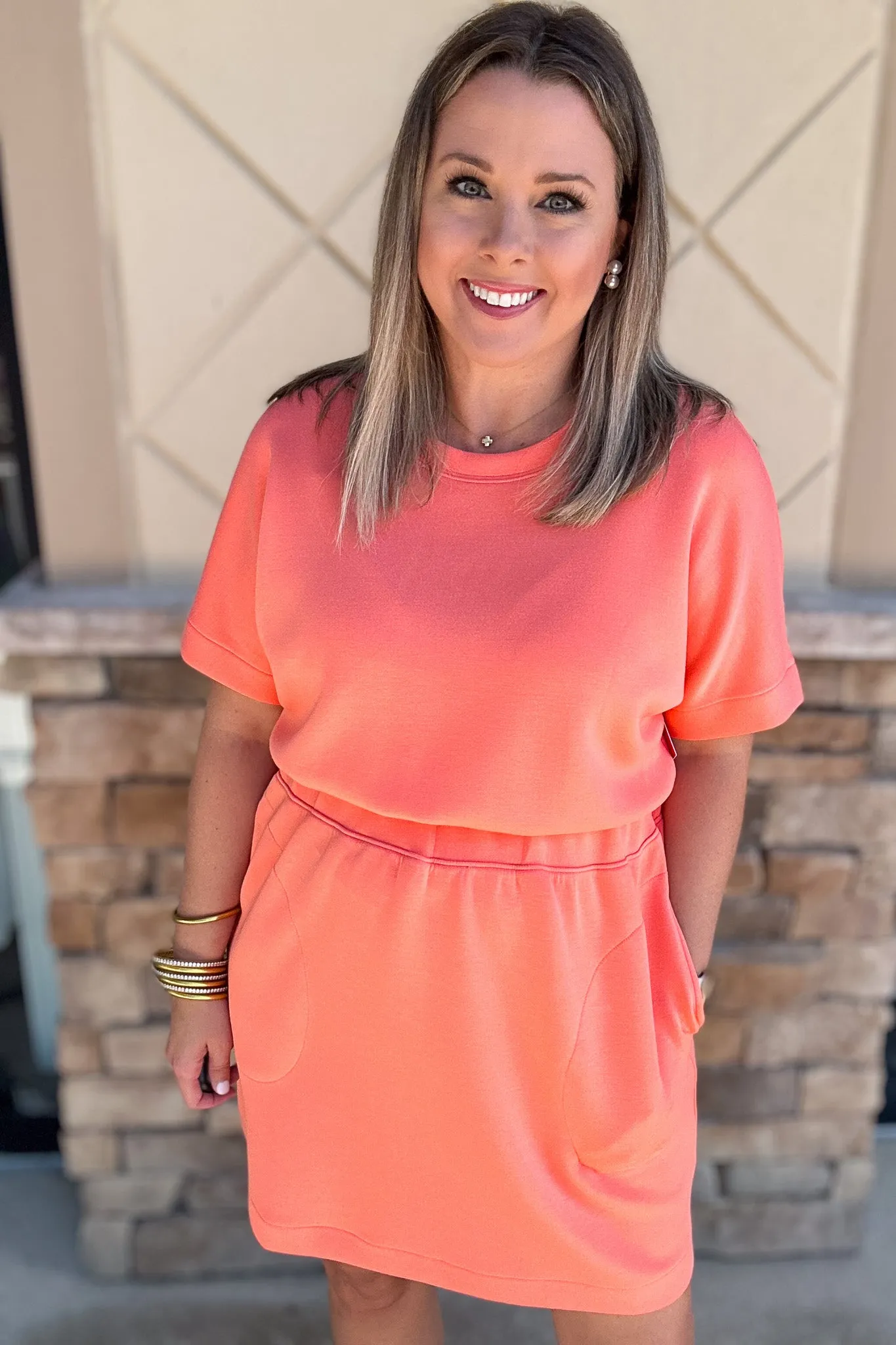 SPANX: AirEssentials Cinched T-Shirt Dress - Sunset Peach