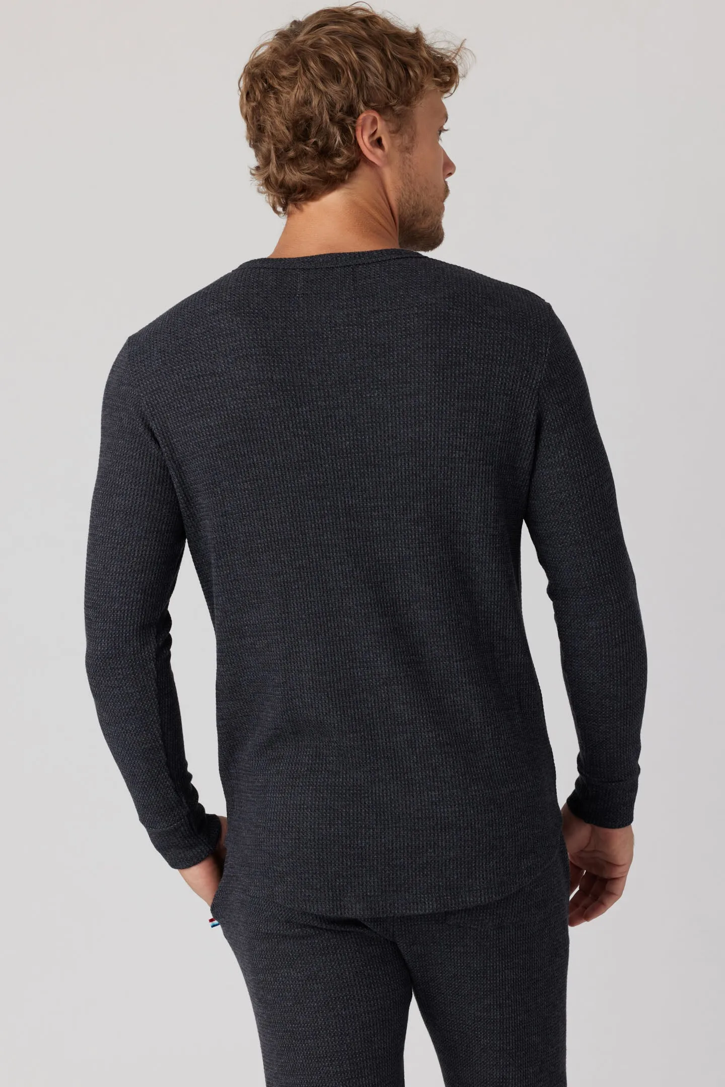 Thermal Long Sleeve Henley - Black