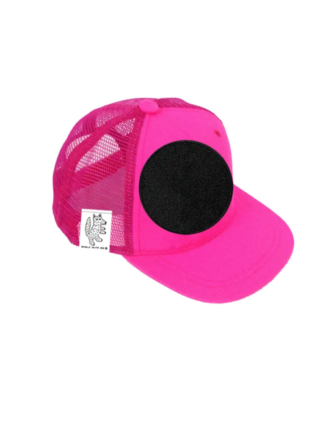 TODDLER Trucker Hat with Interchangeable Velcro Patch (Neon Pink)