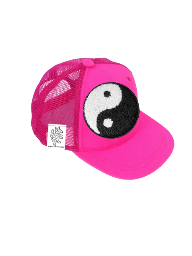 TODDLER Trucker Hat with Interchangeable Velcro Patch (Neon Pink)