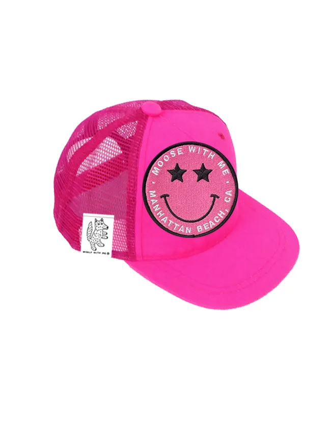 TODDLER Trucker Hat with Interchangeable Velcro Patch (Neon Pink)